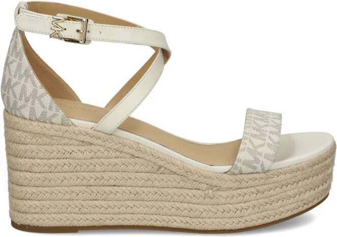 Michael Kors Serena monogram wedge sandals White