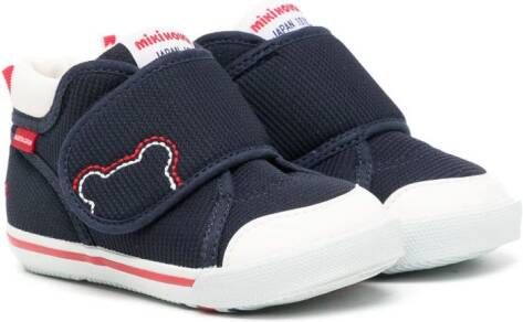 Miki House bear-motif touch-strap sneakers Blue