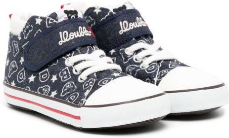 Miki House bear-print high-top sneakers Blue