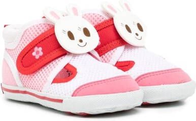 Miki House Bunny embellished touch-strap sneakers Pink