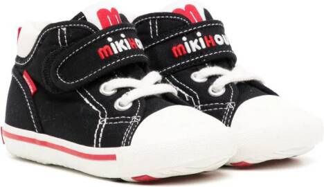 Miki House embroidered-logo touch-strap sneakers Black