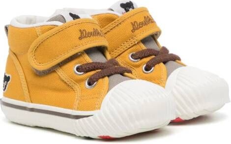 Miki House embroidered-logo touch-strap sneakers Yellow