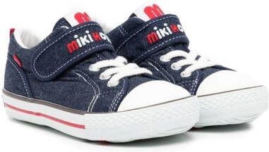Miki House logo-embroidered denim sneakers Blue