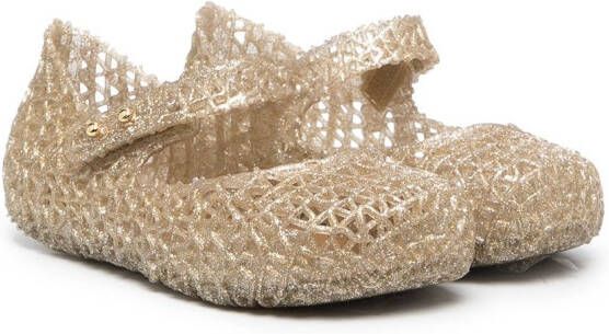 Mini Melissa cut-out design ballerina shoes Gold