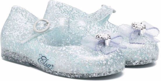 Mini Melissa Elsa-print glittered ballerina shoes Blue