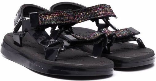 Mini Melissa metallic touch-strap sandals Black