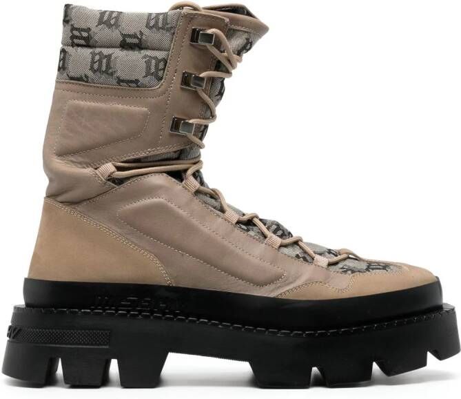 MISBHV Ibiza jacquard-monogram boots Neutrals