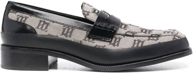 MISBHV monogram-print penny loafers Grey