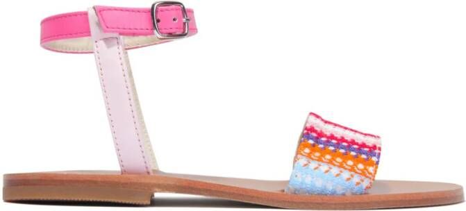 Missoni Kids patterned-knit flat sandals Pink