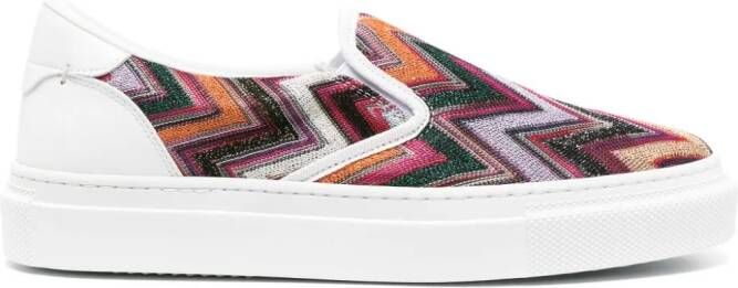Missoni zigzag-pattern lurex-detail sneakers White