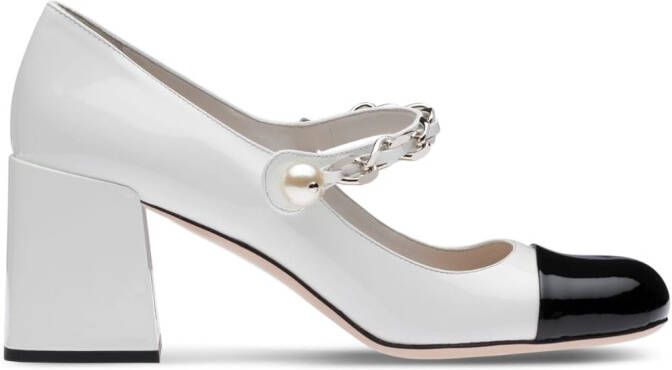 Miu 80mm chain-strap pumps White