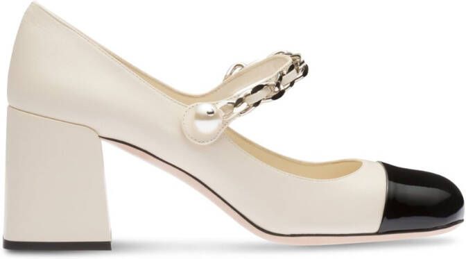 Miu 70mm chain-strap pumps Neutrals