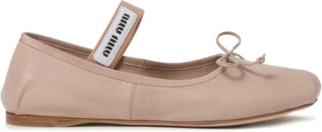 Miu leather ballerina shoes Pink