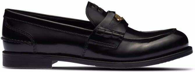 Miu leather penny loafers Black