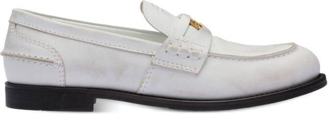 Miu leather penny loafers White