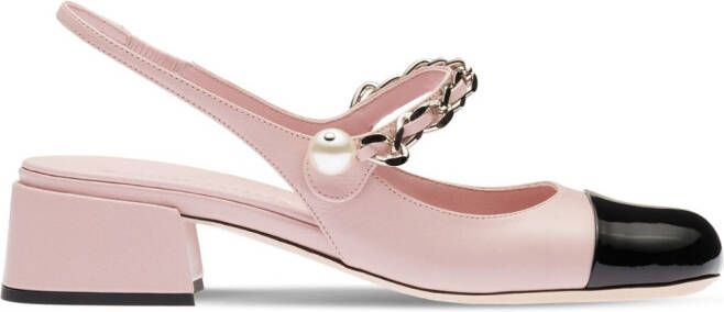 Miu leather slingback pumps Pink