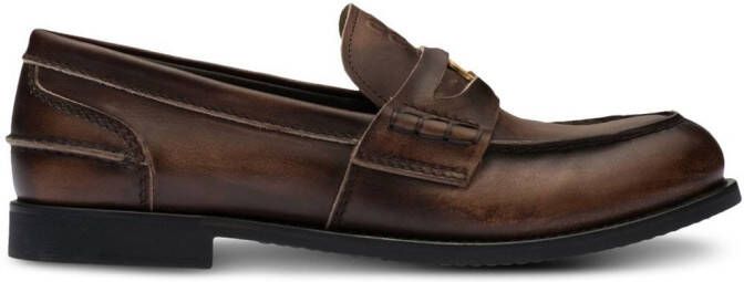 Miu leather penny loafers Brown