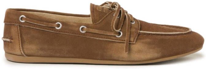 Miu logo-embossed suede loafers Brown