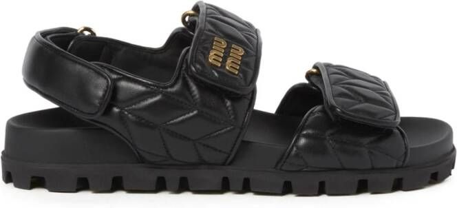 Miu matelassé leather sandals Black
