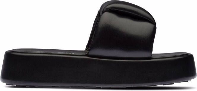 Miu padded leather sandals Black