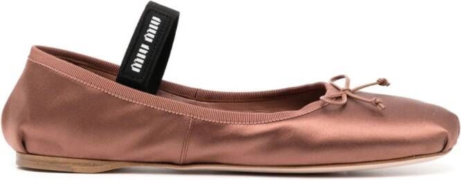 Miu satin ballerina shoes Brown