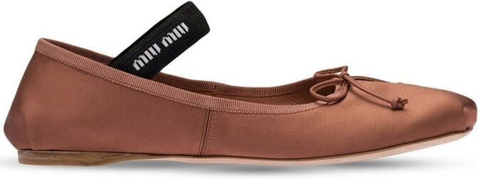 Miu satin slip-on ballerina shoes Brown