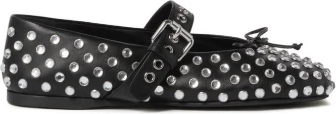 Miu studded leather ballerina shoes Black