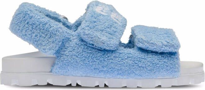 Miu terry cloth touch-strap sandals Blue