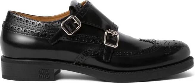 Miu x Church's leather brogue shoes Black