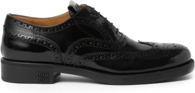 Miu x Church's leather brogue shoes Black