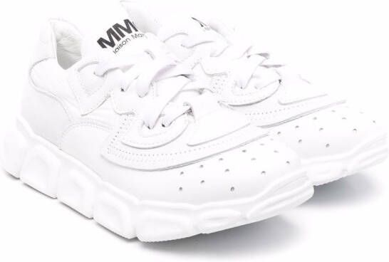 MM6 Maison Margiela Kids leather low-top trainers White