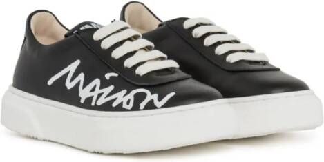 MM6 Maison Margiela Kids logo-print leather sneakers Black