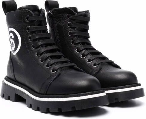 MM6 Maison Margiela Kids side logo-print boots Black