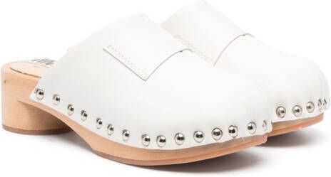 MM6 Maison Margiela Kids studded leather clogs Neutrals