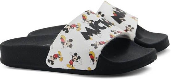 Moa Kids Mikey cartoon-print slides White
