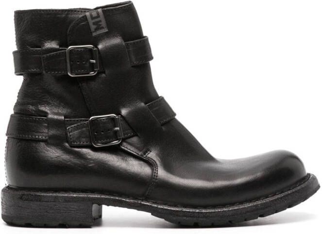 Moma buckle-fastening calf leather boots Black