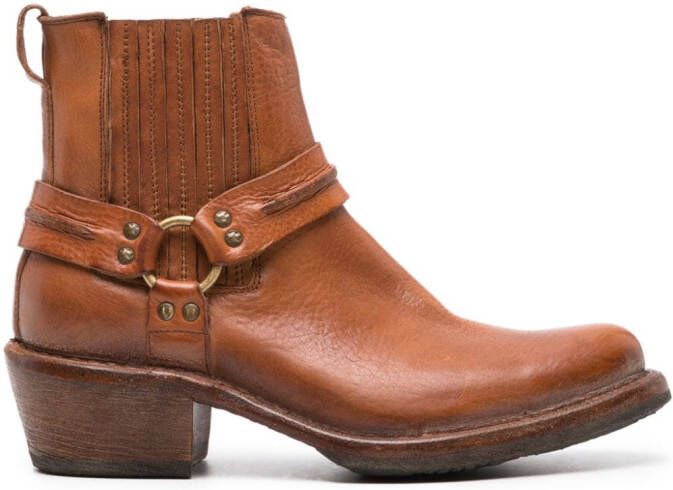 Moma chain-link detailing calf leather boots Brown