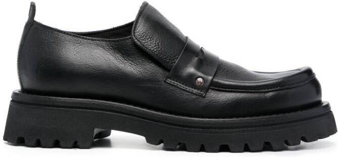 Moma Mocassino penny-slot leather loafers Black