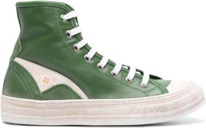 Moma panelled leather high-top sneakers Green