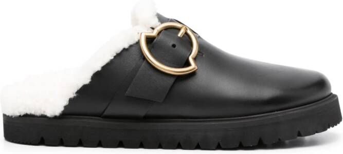 Moncler Bell leather mules Black