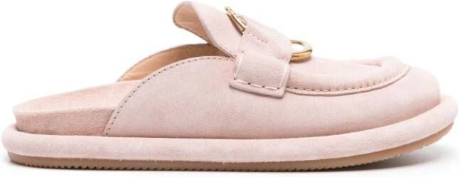 Moncler Bell suede mules Pink