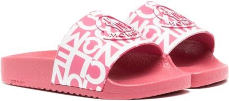 Moncler Enfant Jeanne logo-print slippers Pink