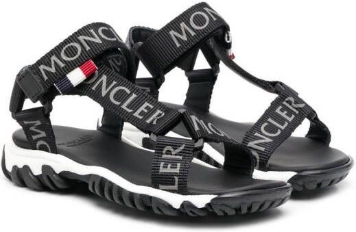 Moncler Enfant logo-print strap sandals Black