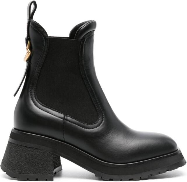Moncler Gigi 70mm leather Chelsea boots Black