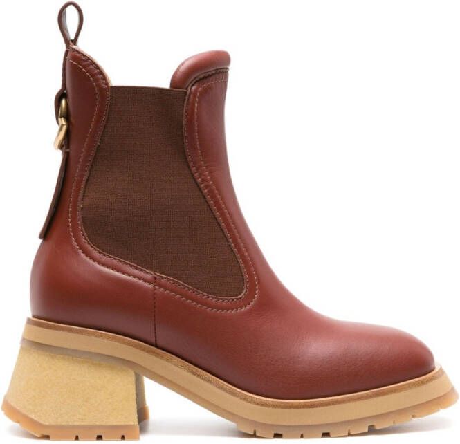 Moncler Gigi 70mm leather Chelsea boots Brown