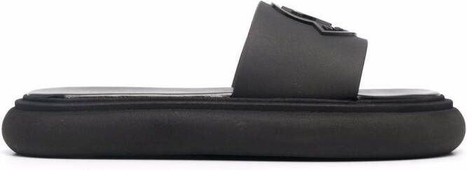 Moncler logo-embossed slide sandals Black