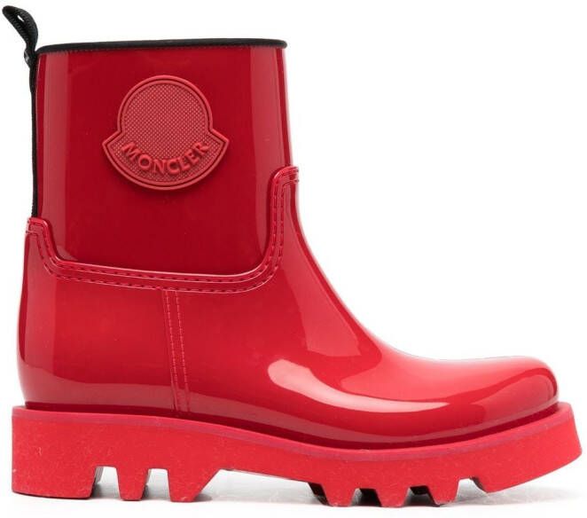 Moncler logo-patch ankle boots Red