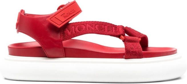 Moncler multi-strap flatform sandals Red