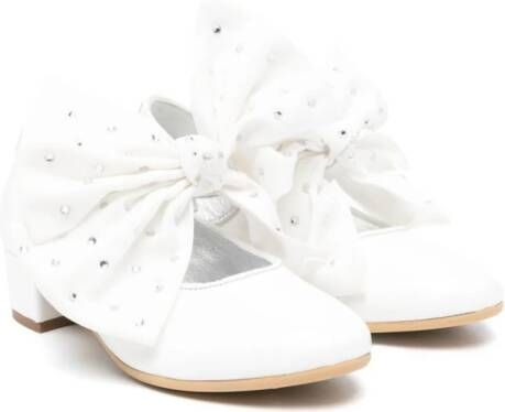 Monnalisa 35mm bow leather ballerina shoes White