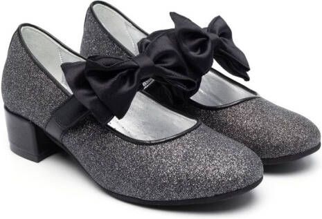 Monnalisa bow-detail 30mm block-heel ballerina shoes Black